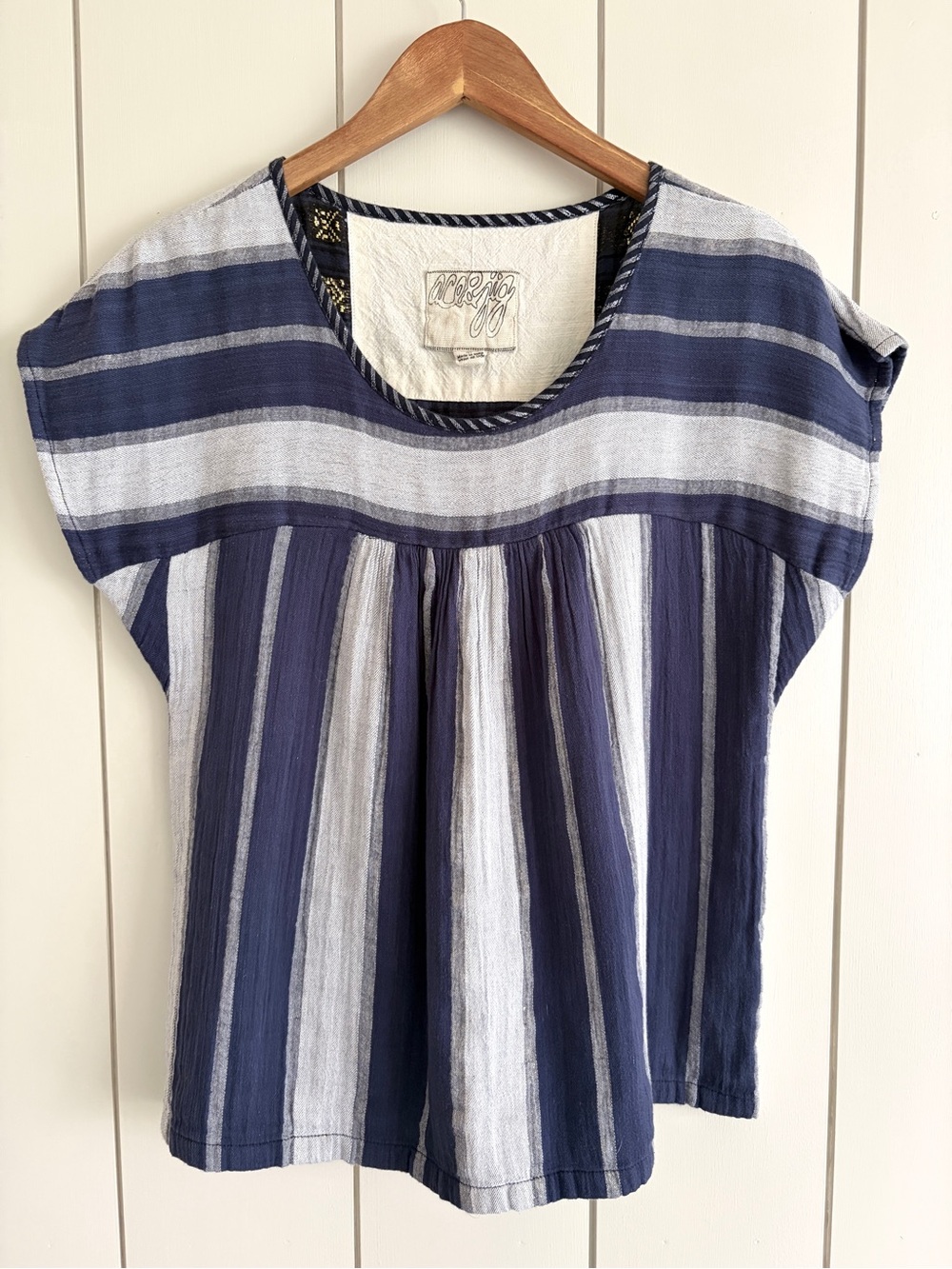 Ace & Jig Navy and White Striped Cotton Top